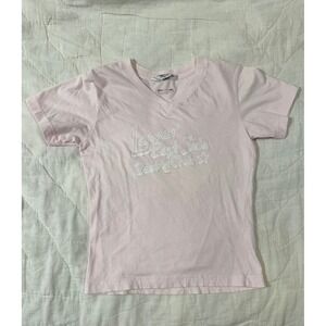 Hard Tail Forever Pink V-Neck Baby Tee Lower East Side Boxing Club Graphic S